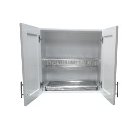 Mueble Multipropósito de dos puertas con escurridor de platos acero inoxidable de dos niveles con bandeja extraíble recoge goteo.