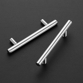Tirador de 6 pulgadas de largo de acero inoxidable y níquel cepillado para gabinete, con agujero central de 3.75 pulgadas.