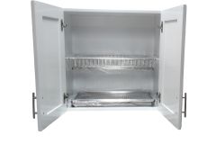 Mueble Multipropósito de dos puertas con escurridor de platos acero inoxidable de dos niveles con bandeja extraíble recoge goteo.