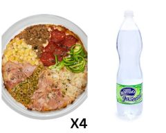 Oferta de 4 pizzas + pomo de refresco Gratis